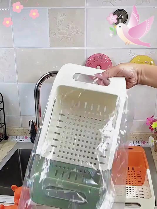 发现了厨房宝藏!洗菜淘米摘菜一个盆全搞定,能伸能缩爽翻了