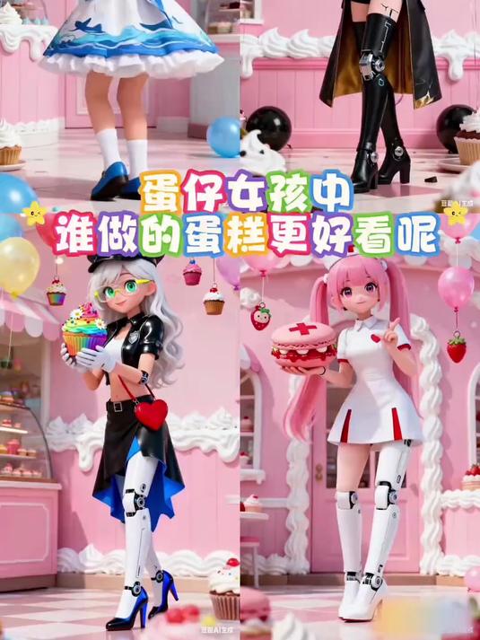 蛋仔女孩们制作的蛋糕非常精致喔