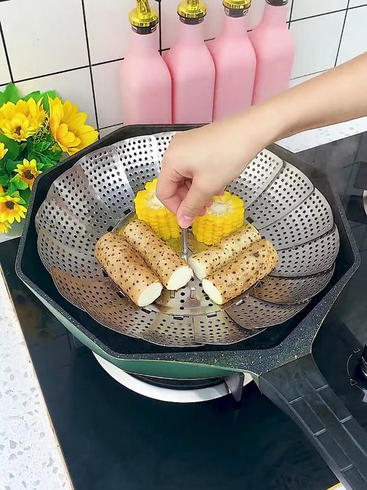 新款不锈钢折叠蒸笼 给你的家里安排一个吧大小锅都能使用