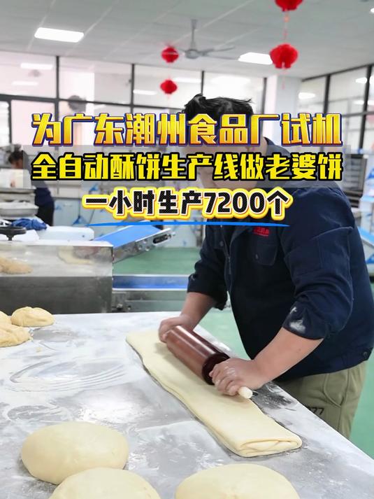 广东潮州食品厂老板来厂里考察做老婆饼机器