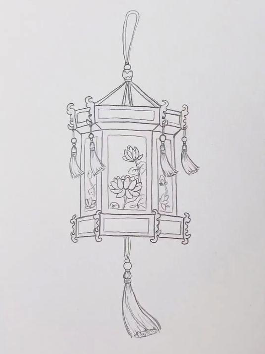 古风灯笼怎么画