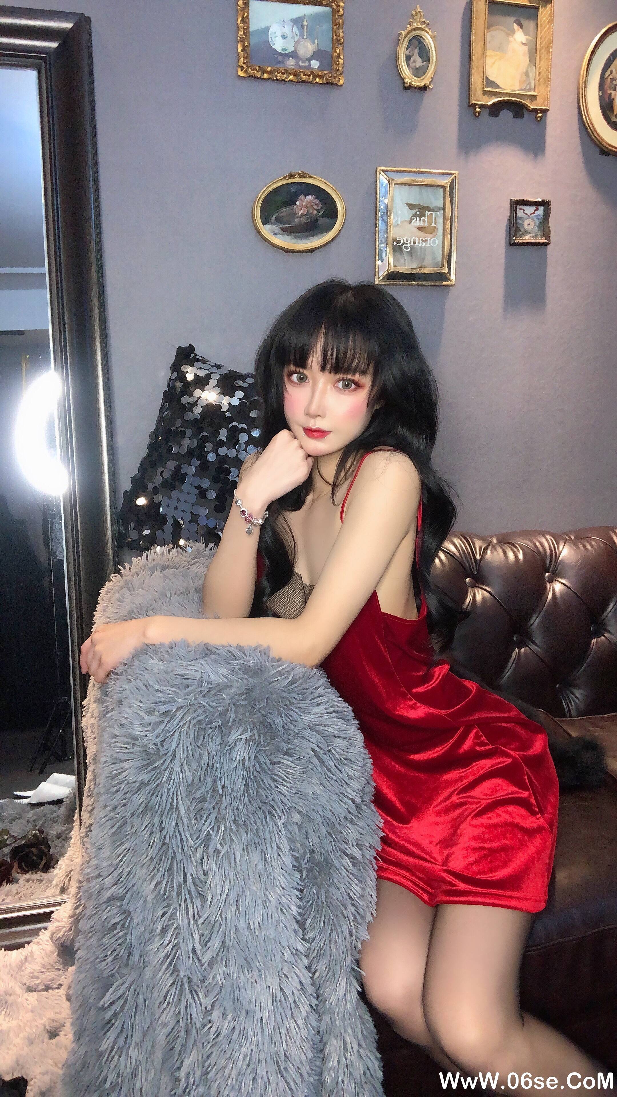 图片[9]-阿包也是兔娘 NO.047 — 红丝绒睡衣[18P57M]-六色网