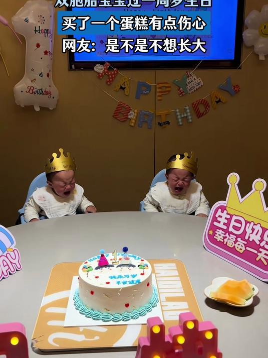宝宝过一周岁生日，买了一个蛋糕有点伤心，网友：是不是不想长大