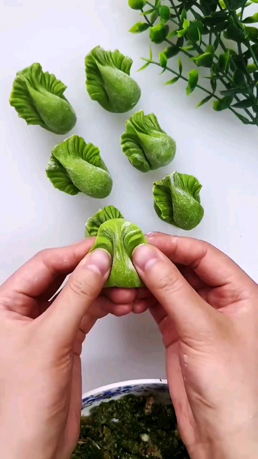 小白菜饺子包法