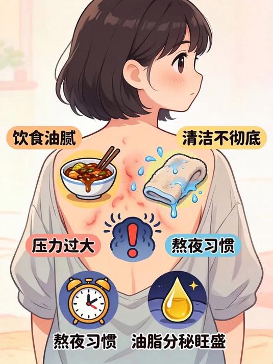女生背上长痘痘什么原因导致的，后背痘痘的5个隐秘元凶，你可能每天都在做！