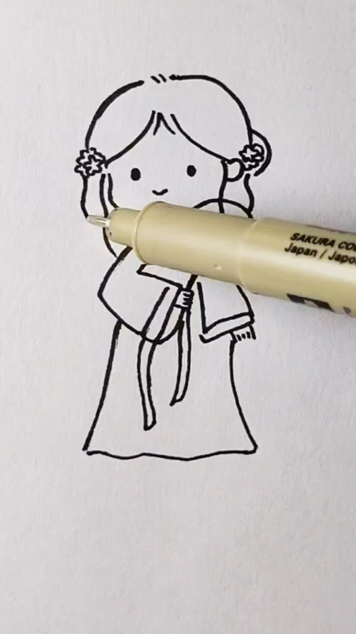 教你画古装女孩简笔画