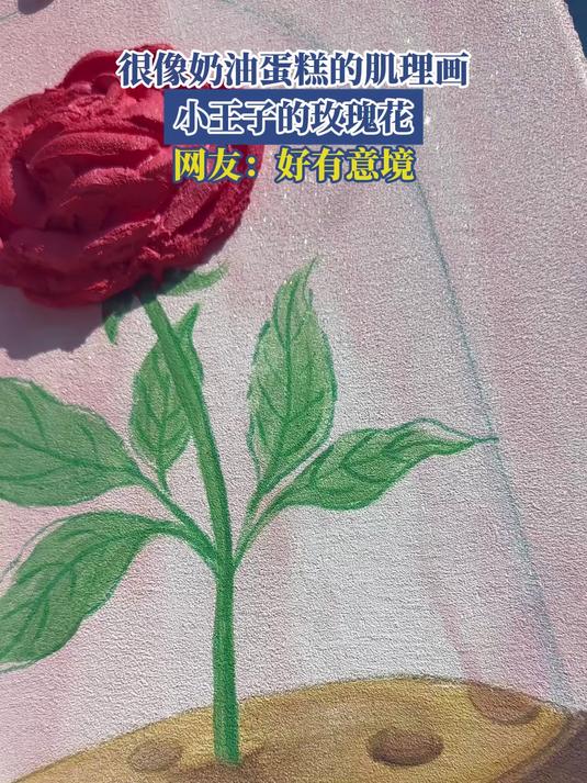 很像奶油蛋糕的肌理画,小王子的玫瑰花,网友:好有意境
