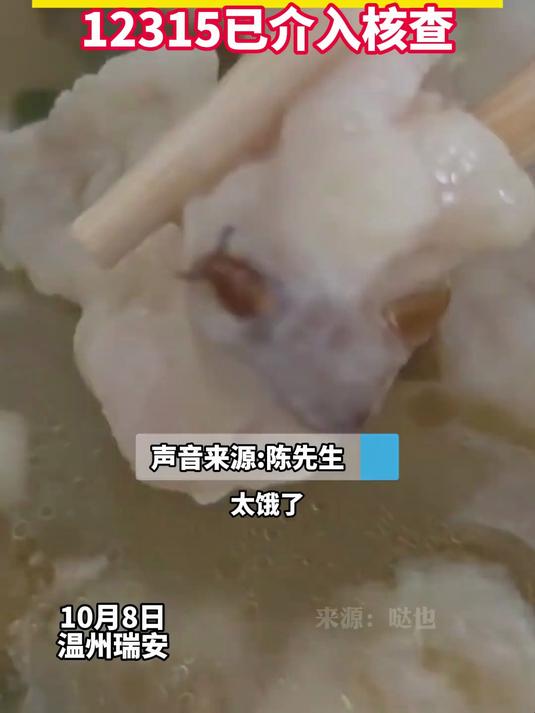 男子外卖点了一份酸菜鱼,吃了三四口,发现昆虫和鱼肉用淀粉混在一起,12315已介入核查