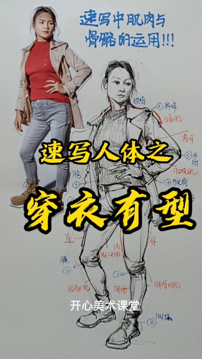 速写人体结构和衣服的画法!