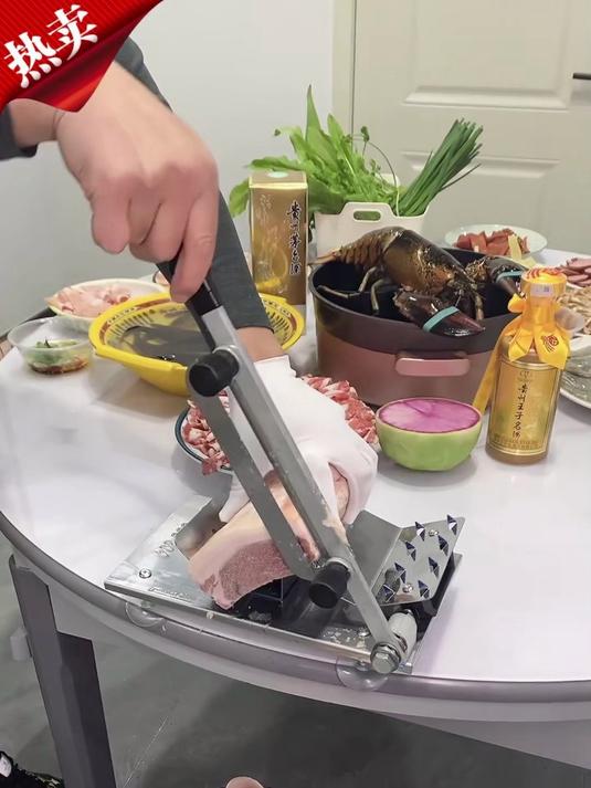 在家吃火锅更爽了!切片机自制牛羊肉卷,想吃多少切多少