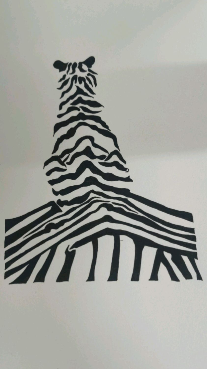 老虎不发威,老虎黑白装饰画绘画教程,一分钟教你学会!