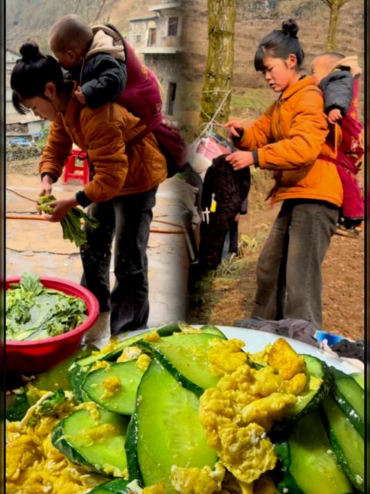 00后河南远嫁贵州大山，和婆婆做个无盐酸菜，上山割点菜喂牛