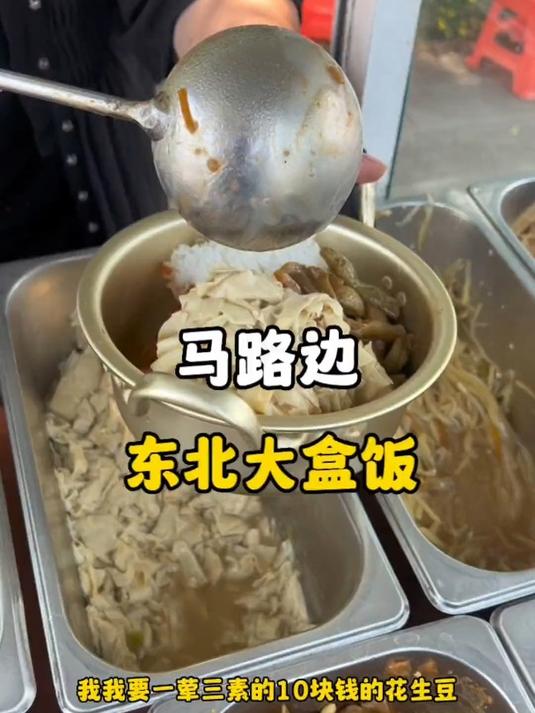 东北路边的大盒饭是真实在,今天牙哥带大家看看10块盒饭能给多少