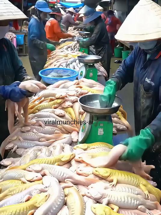 工人在市场里忙碌抓娃娃鱼这些幕后细节你知道吗