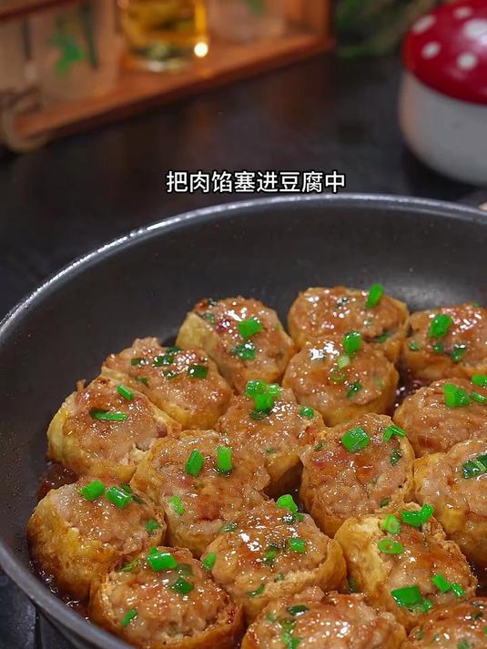 这样做的豆腐酿肉，肉香包裹着豆腐香
