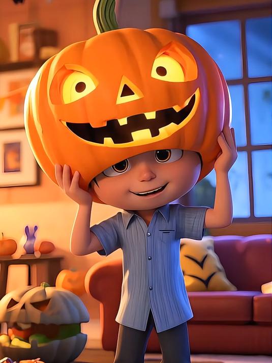 我戴南瓜面具去吓唬大家