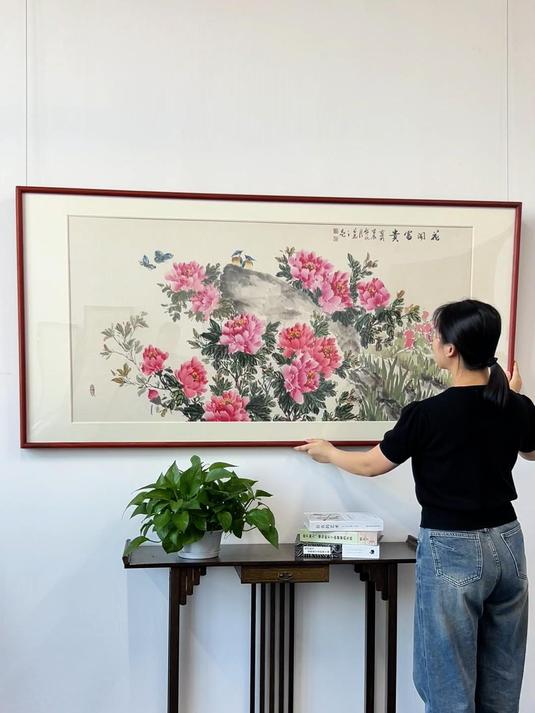 牡丹挂画 牡丹国画 客厅挂画 玄关国画 玄关装饰画 新中式挂画
