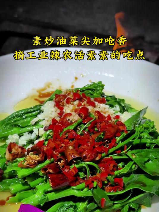 素炒油菜尖呛香油菜尖 采摘工业辣椒农活忙
