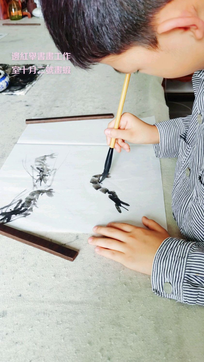 初学画虾,每一笔都有独特的美
