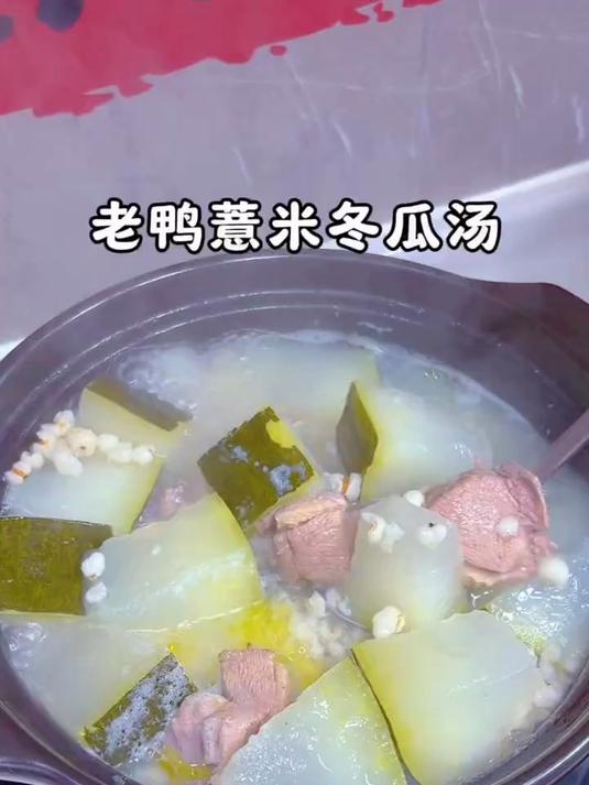 夏天太热吹空调多，记得经常煲老鸭薏米冬瓜汤喝，清凉解暑又好喝！#老鸭薏米冬瓜汤##老鸭汤#