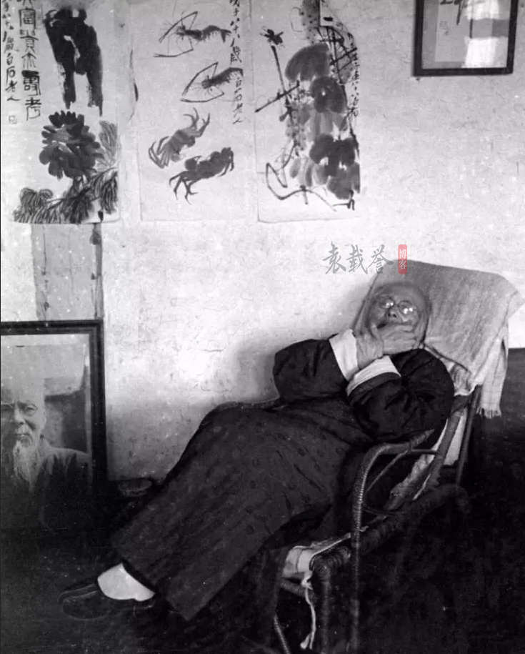 齐白石老照片，1948年的齐白石-袁载誉