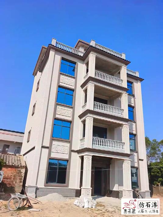 水之梦仿石漆 廉江外墙工程荔枝面虾红搭配红棕石