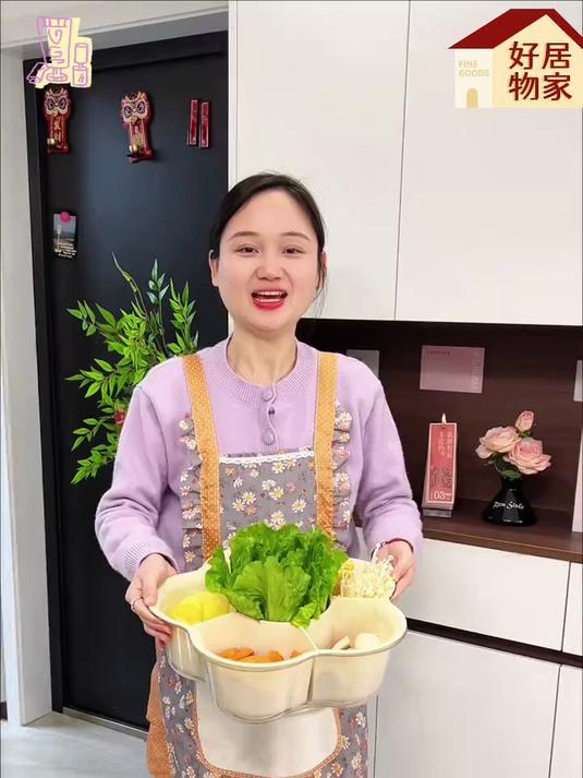 吃火锅神器,再也不担心桌子上摆的乱七八糟了,可以放6种食材,底部带转盘,用起来超方便#好物