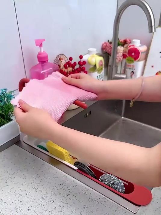 水槽置物架厨房可伸缩沥水架滤水池洗菜沥水篮家用洗碗抹布收纳架