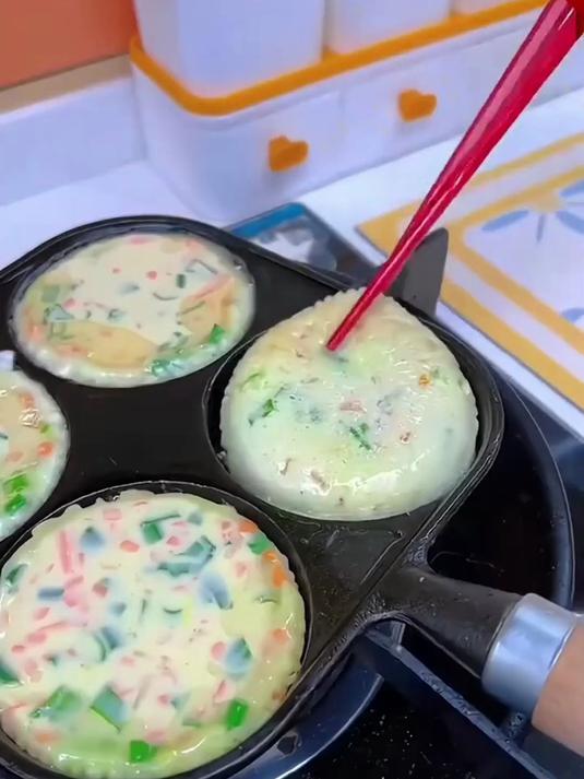 铸铁煎鸡蛋不沾平底煎锅,早餐蛋堡煎饼锅,模具四孔煎蛋