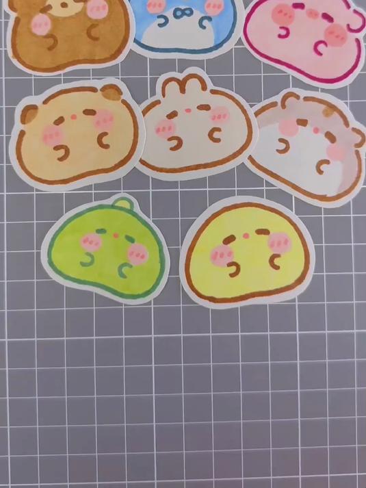 超级简单的动物团子异形便签～手帐素材简笔画马克笔手绘手帐教程