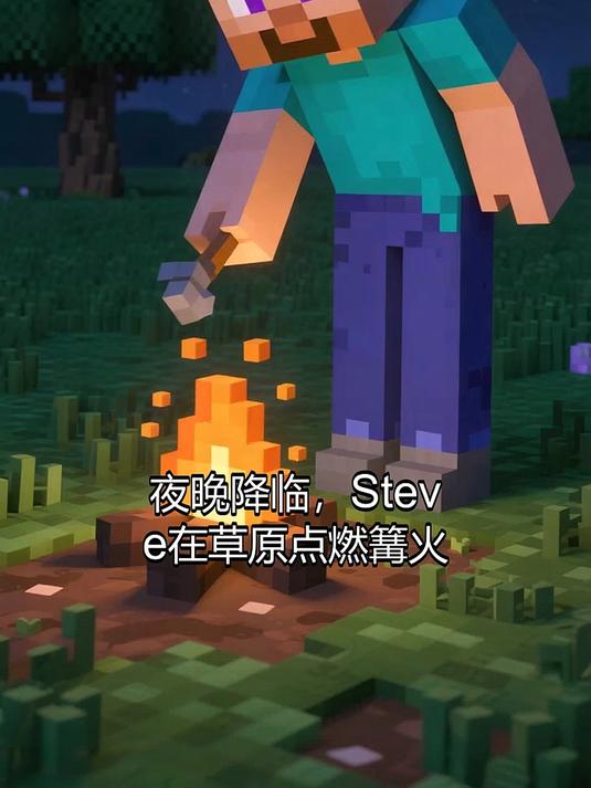 #游戏寒假爆肝季第二期##游戏寒假爆肝季第二期#《我的世界》篝火烤牛排技巧 恢复生命值 夜
