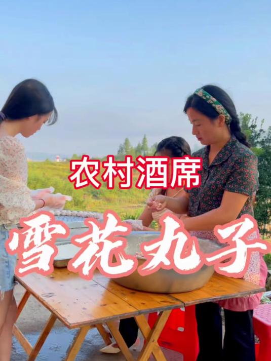 新化雪花丸子味道好，肉质松软香甜，趁热吃，小孩都能吃几个，酒席上大爷大妈们必须打包带走