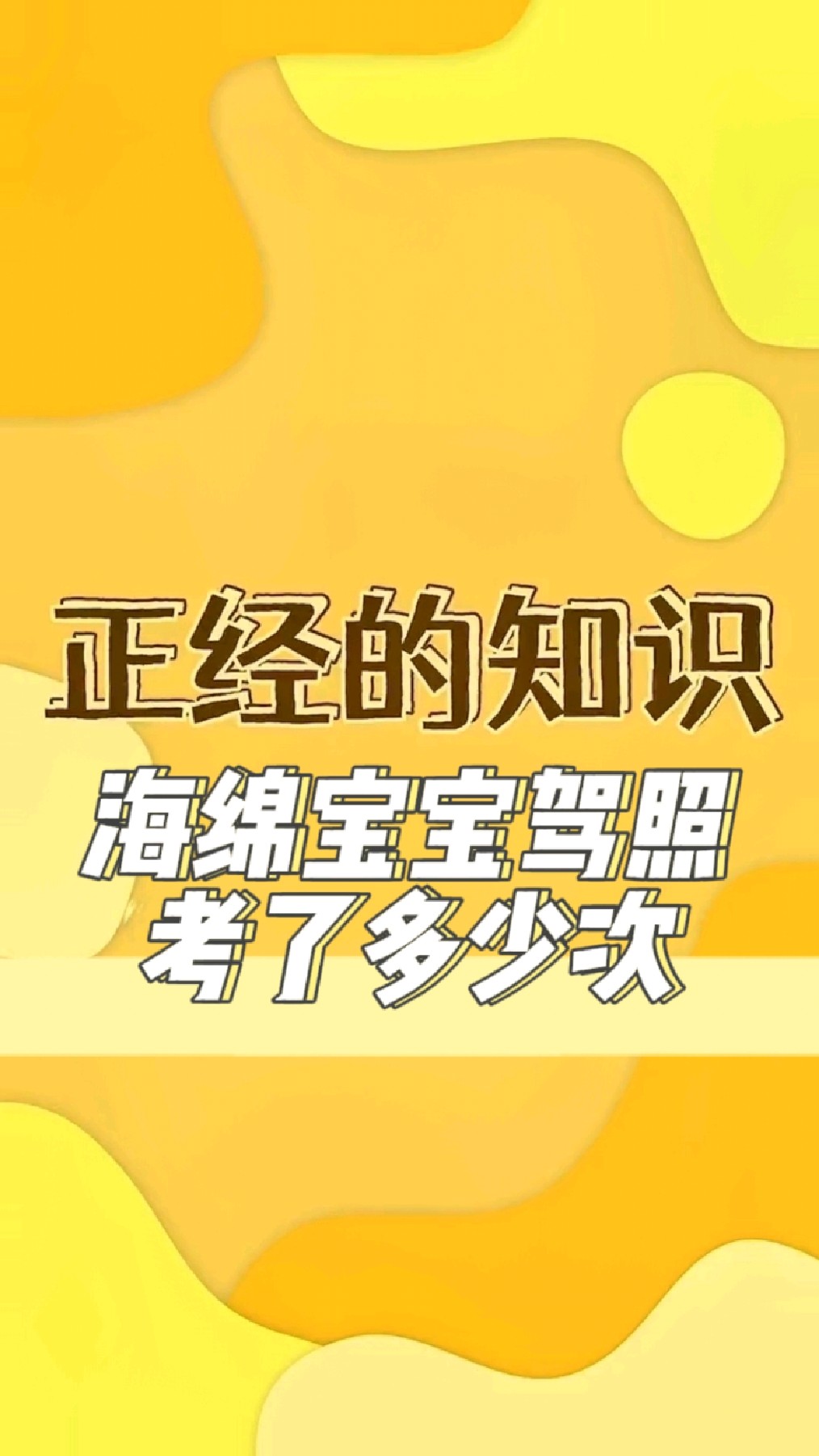 你知道海绵宝宝一共考了多少次驾照吗?(泡芙老师表示很生气)