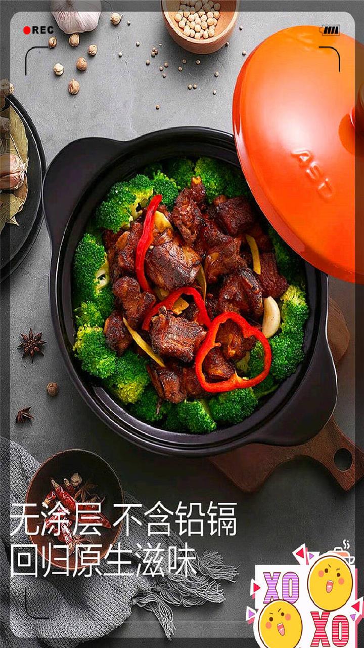 爱仕达ASD陶瓷煲家用砂锅汤煲炖锅耐热中药煎锅燃气灶明火适用