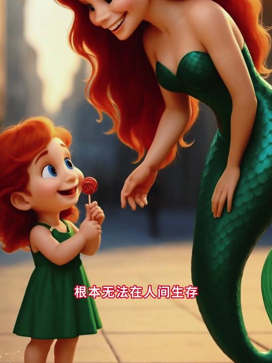 偷偷跟在小女孩身后保护她的美人鱼妈妈！