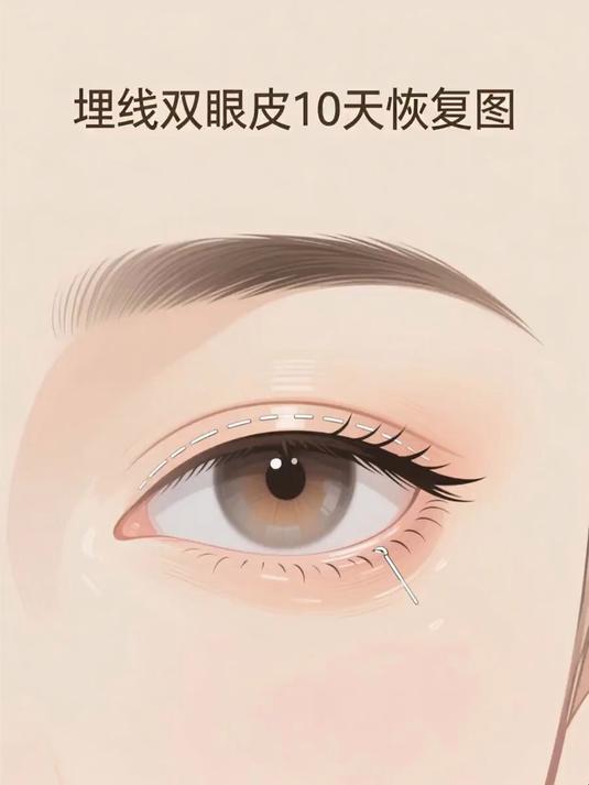 #马上健康过大年#埋线双眼皮10天恢复图