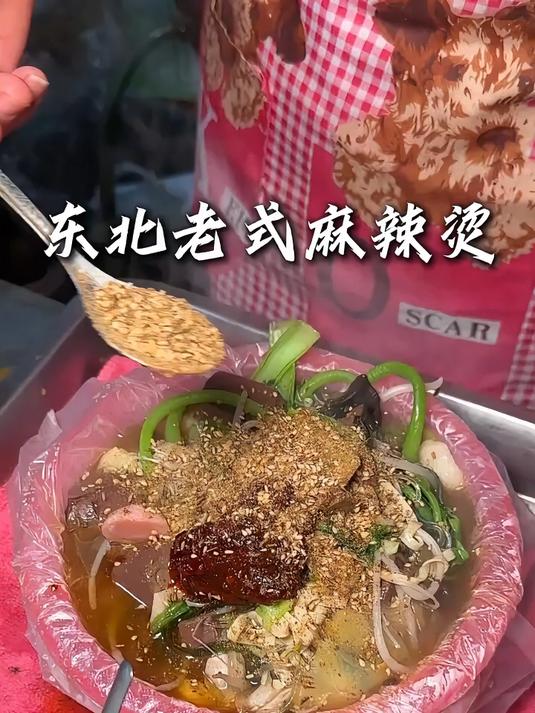 东北街头8块一大碗的豪华麻辣烫!