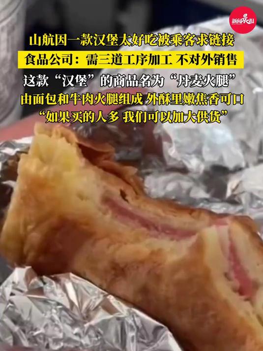 山航再出圈!网友纷纷求链接 食品公司回应称山航汉堡不对外销售 “需要三种工序加工,外酥里嫩