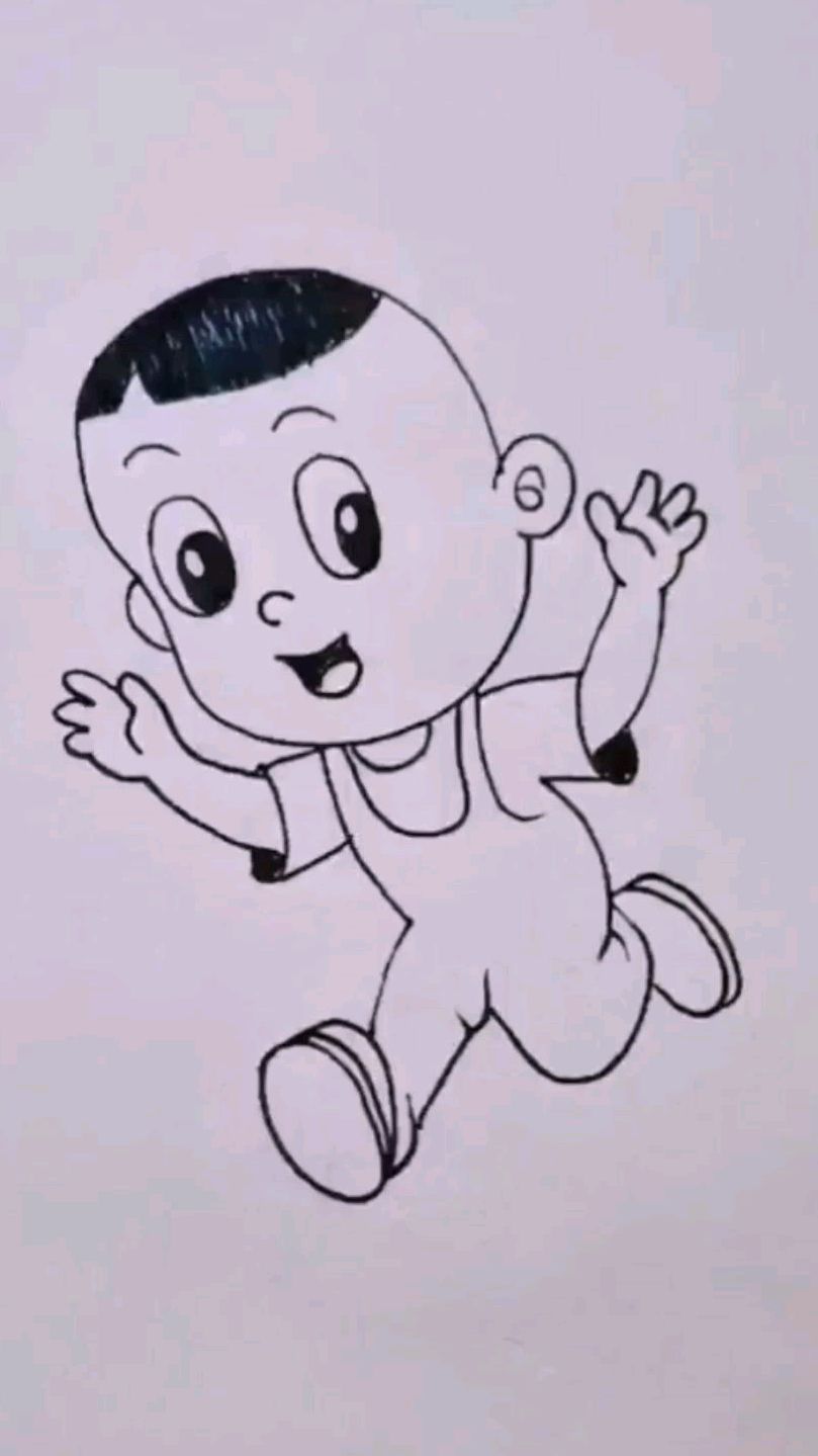 彩色铅笔画:画一个大头娃娃