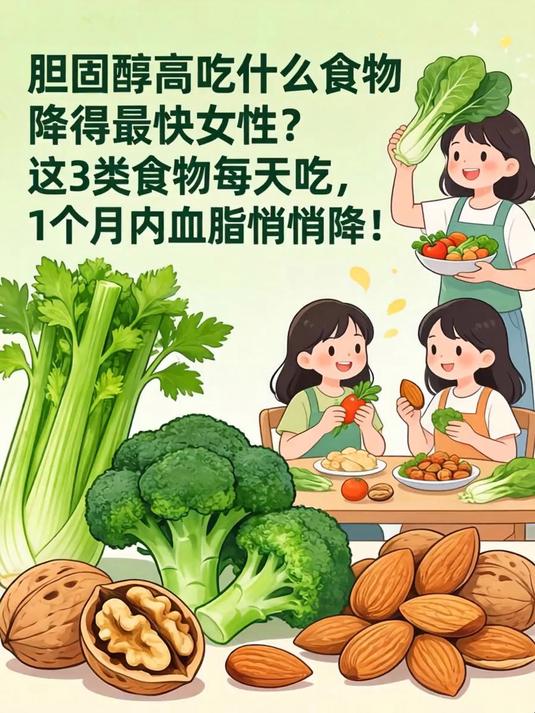胆固醇高吃什么食物降得最快女性?这3类食物每天吃,1个月内血脂悄悄降!