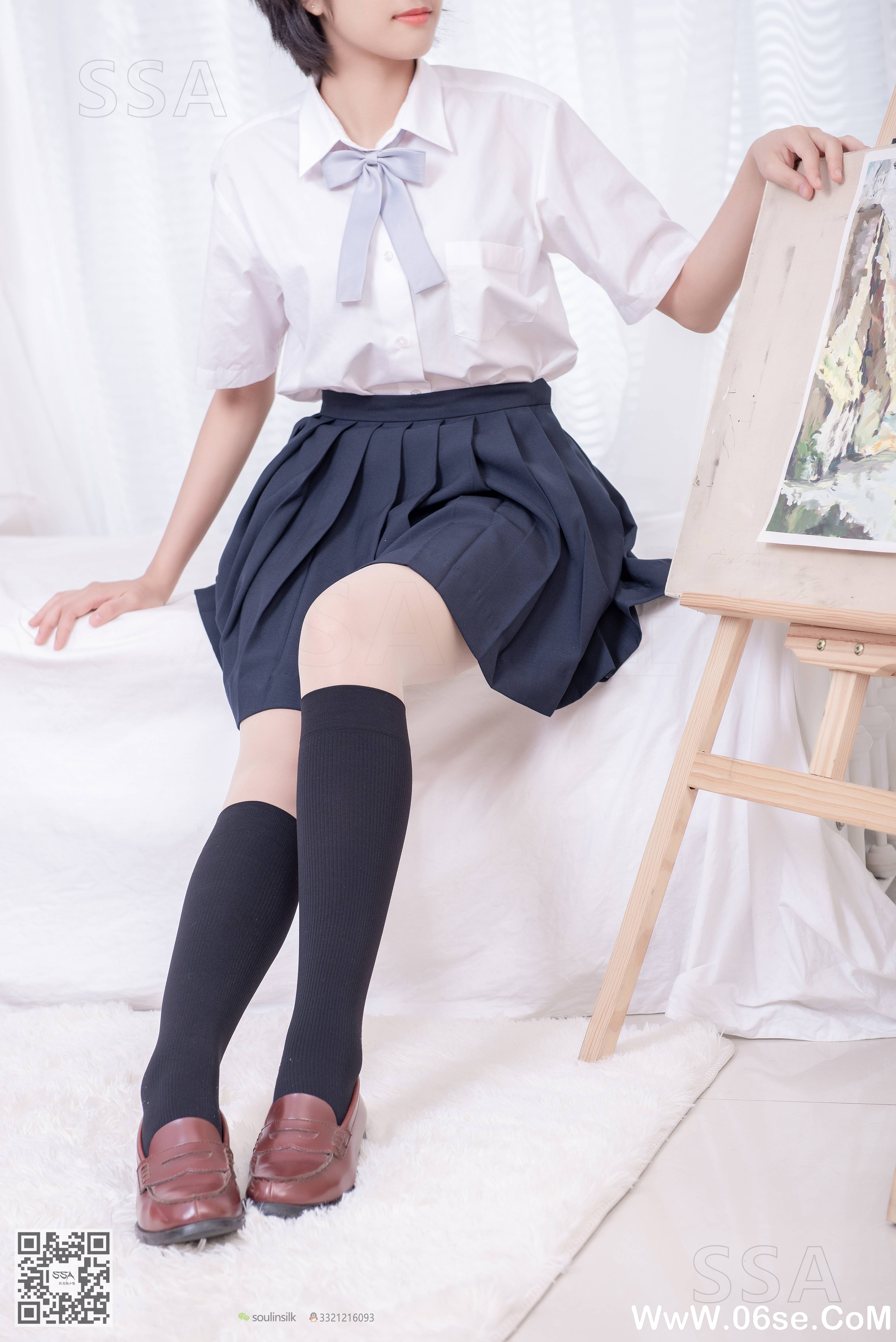 图片[3]-[SSA丝社] NO.181 小佩 酒窝少女JK制服肉丝黑袜穿搭示范[135P1.44G]-六色网