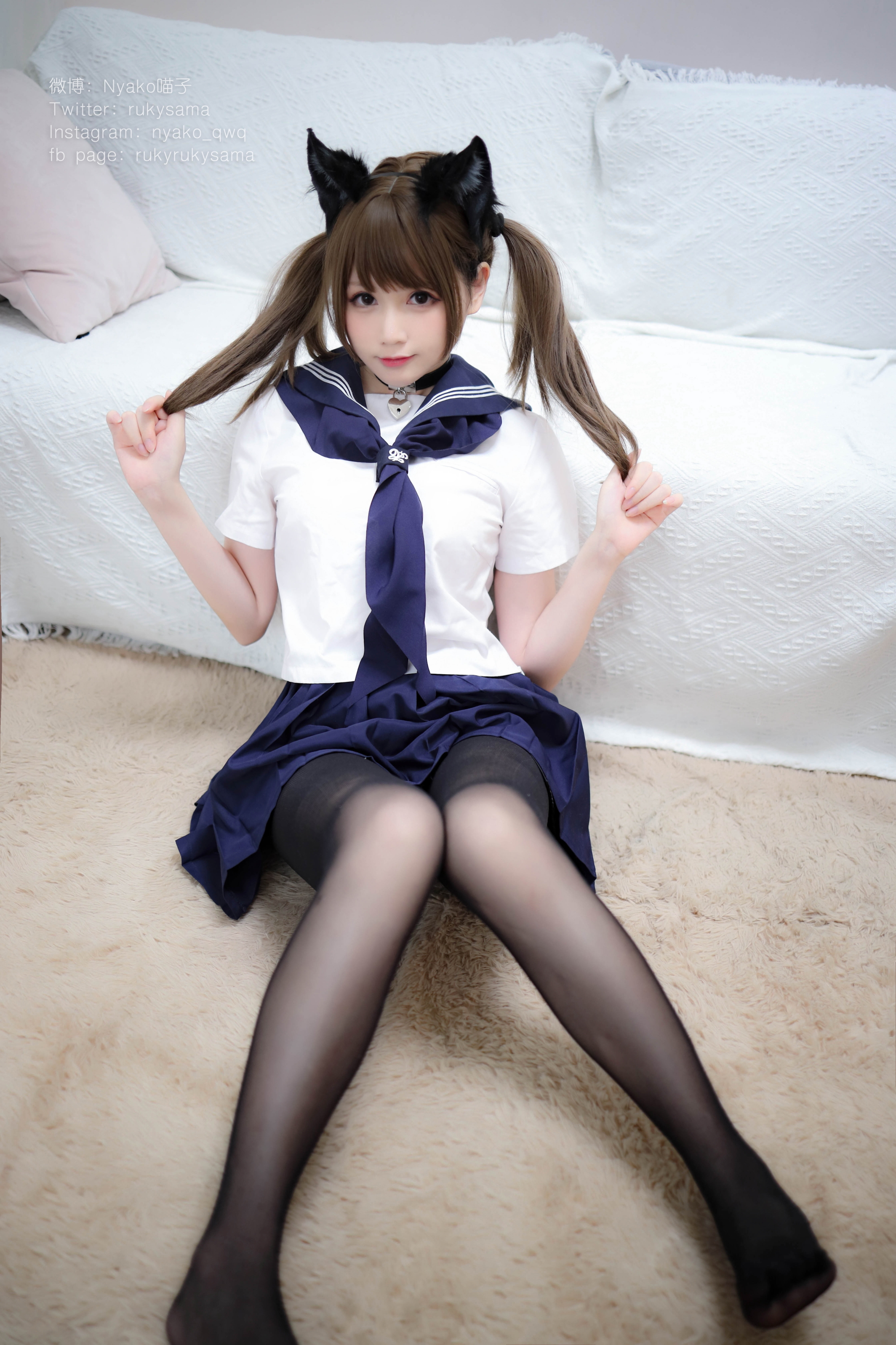 Nyako喵子 NO.007 - 黑丝水手服[150P+5V715M]-六色网