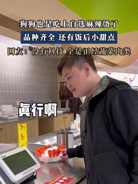 狗狗也是吃上自选麻辣烫了,品种齐全,还有饭后小甜点