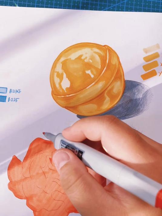 咱们一起来用马克笔画一朵玫瑰