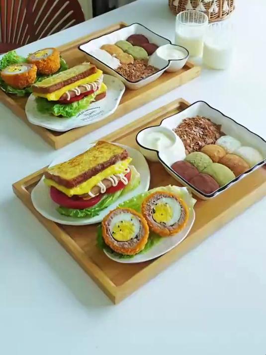 优优的早餐,三明治,麻薯,苏格兰蛋 小学生早餐