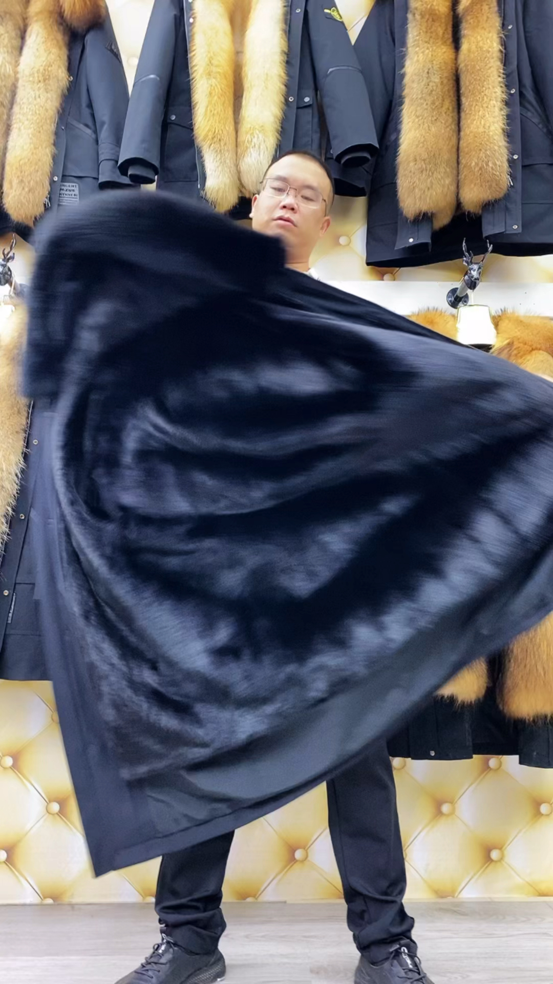 男士长款水貂内胆派克服