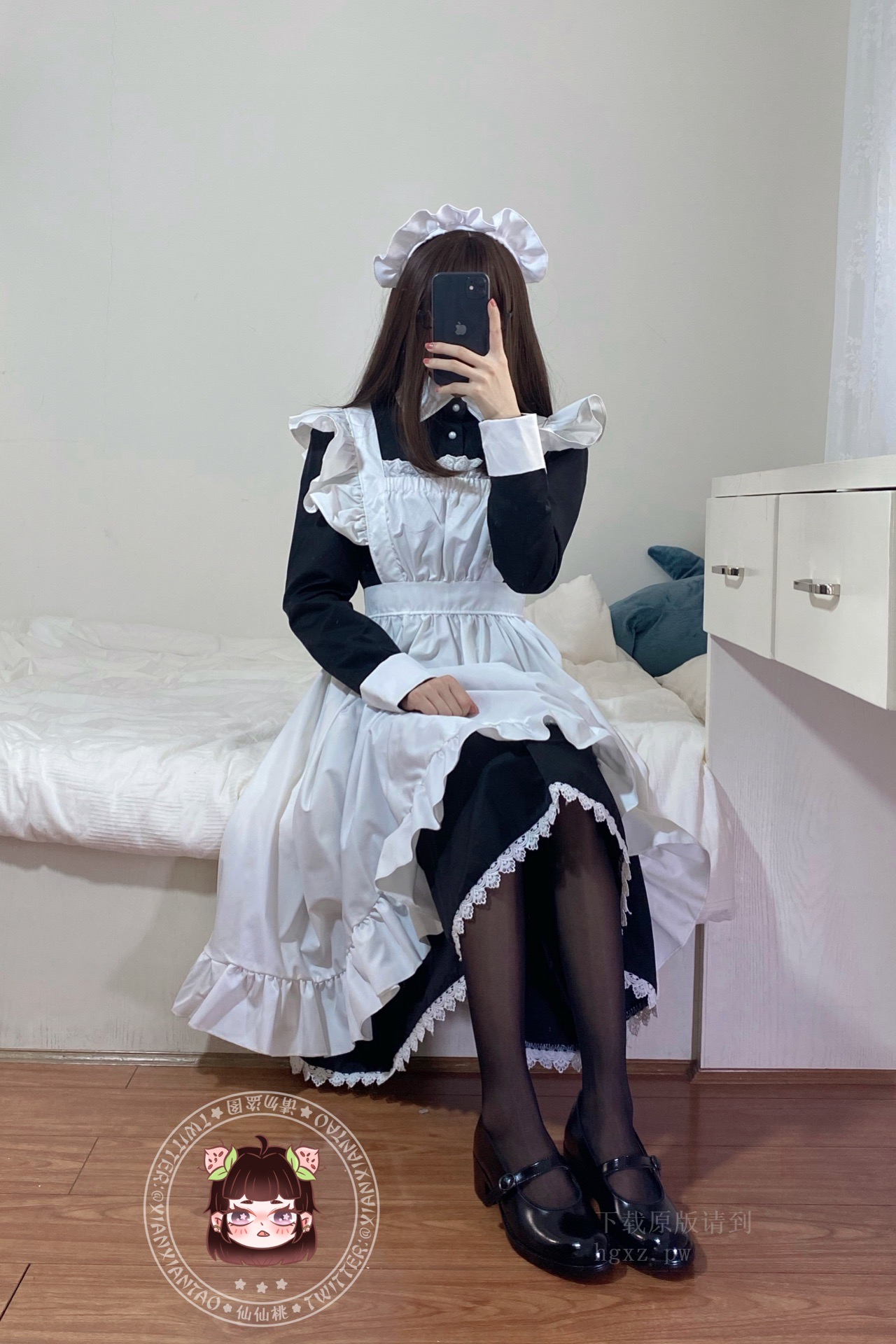 图片[10]-仙仙桃 NO.001 — 黑丝女仆 [14P+1V310M]-六色网