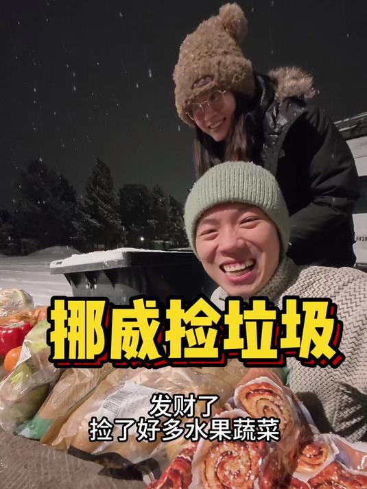 半夜12点，在挪威捡垃圾，居然能捡到那么多新鲜的水果蔬菜
