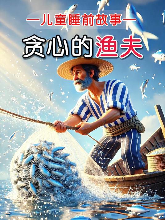 儿童故事《贪心的渔夫》3-6岁儿童睡前故事,有声绘本