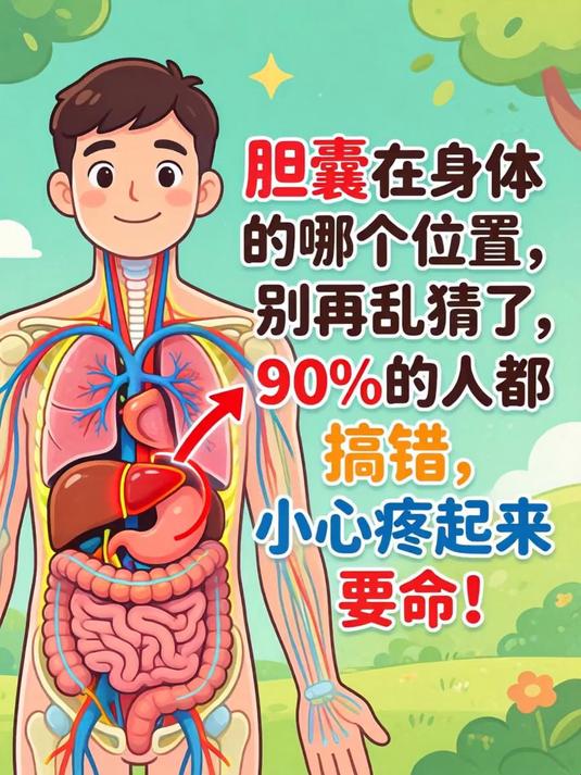 胆囊在身体的哪个位置，别再乱猜了，90%的人都搞错，小心疼起来要命！(1)